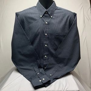 Kenneth Cole Reaction Mens Dress Shirt Gray Large 16 36/37 Checked Long Sleeves